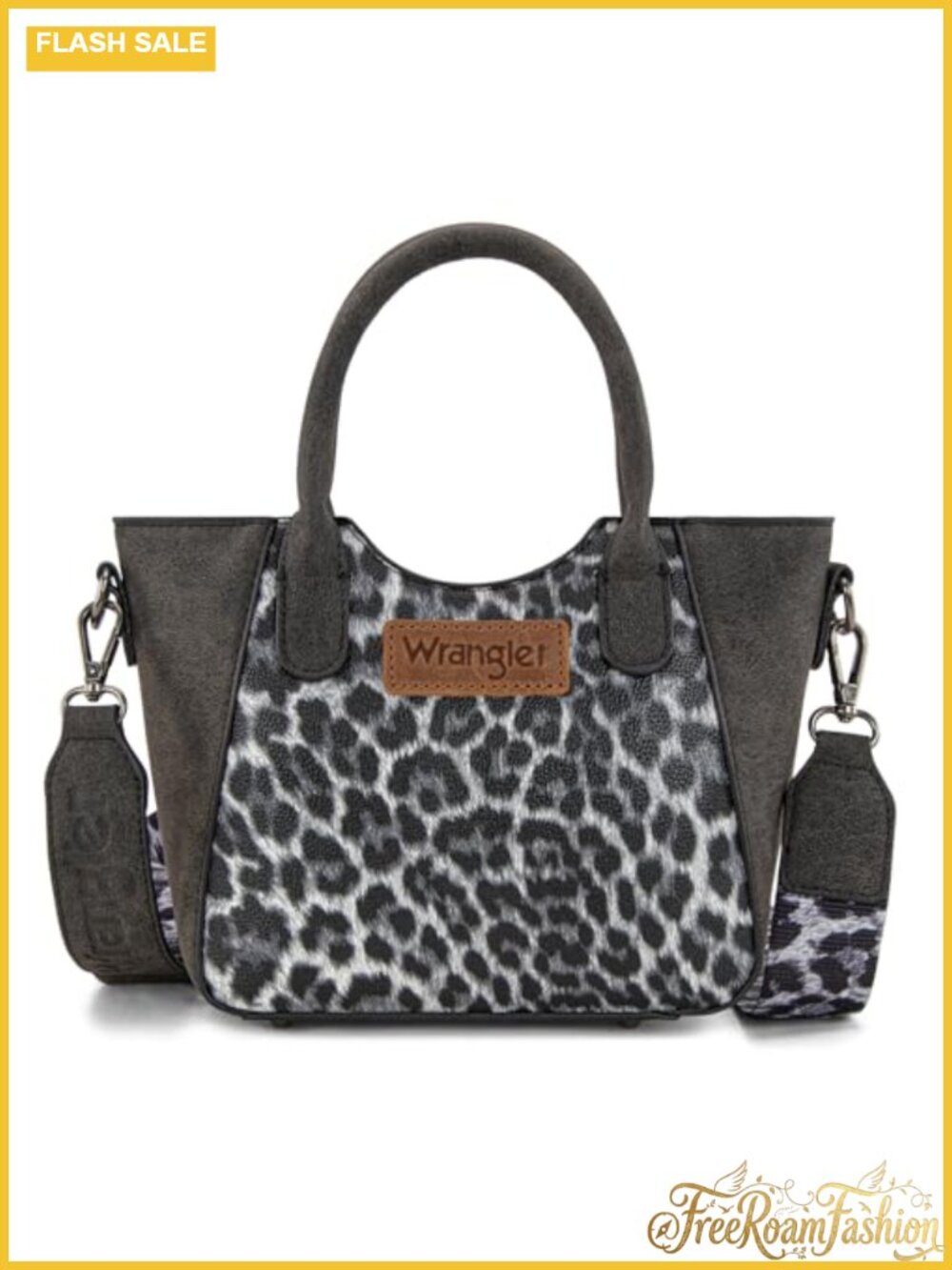 Western Satchel Crossbody Purse with Leopard Print, Top Handle, Zipper Closure